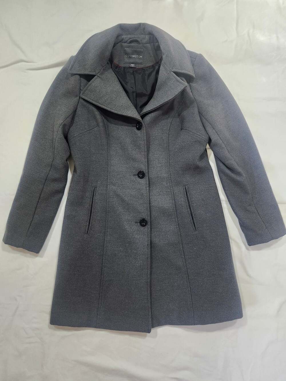 Covington Women's Gray Wool Blend Single Breasted Coat Size L